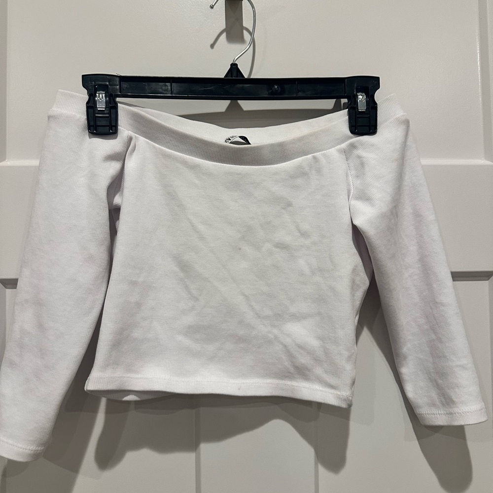 Zara White Ribbed Knit Top